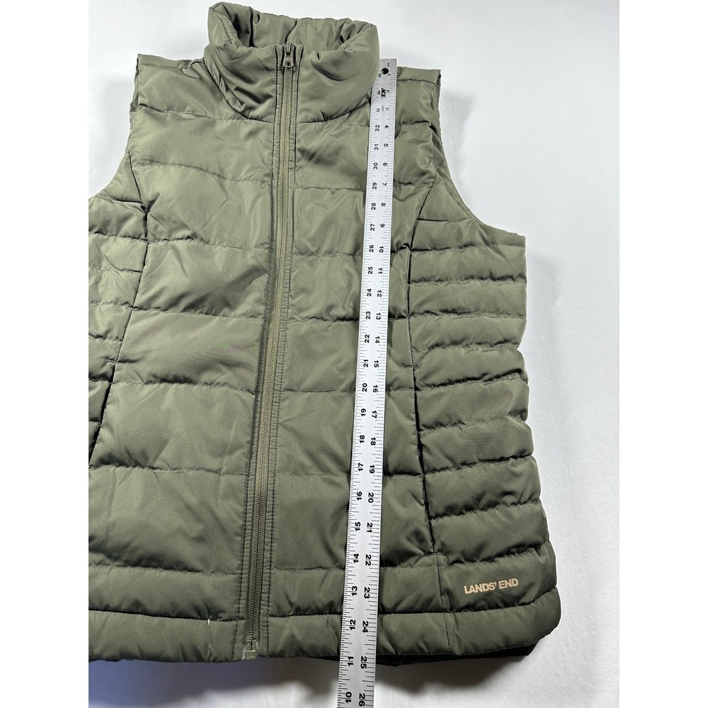 Lands End Down Fill Puffer Vest Womens Sz M (10-12) Sage Green Quilted Full Zip - Picture 8 of 11